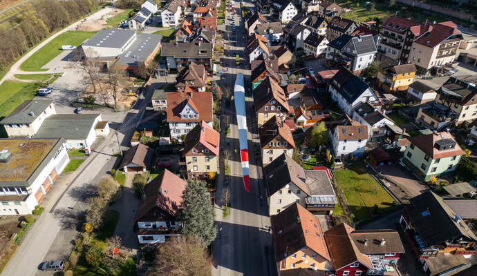 Windpark Kälbling Rotorblatt Transport