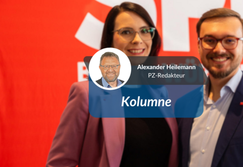 Kleider passen zur Stimmzettel-Farbe: die SPD-Kandidaten Annkathrin Wulff und Michael Hofsäß.