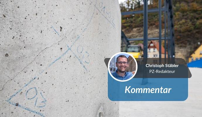 Einige Risse in den „Kämpfern“, auf die sich die Stahlbögen der Herrenwaag-Brücke stützen, lagen 2023 mit 0,3 Millimetern außerhalb der Toleranz. PZ-Redakteur Christoph Stäbler nimmt die Situation in einem Meinungsbeitrag unter die Lupe.