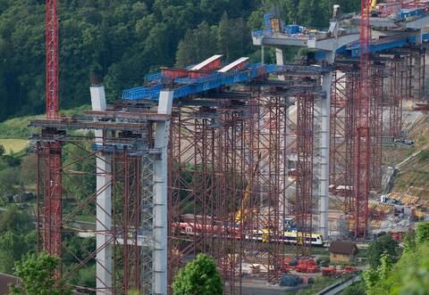 Brückenbaustelle in Horb