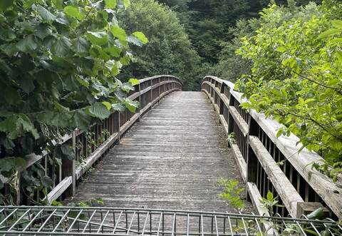 Wegen Mängeln am Tragwerk ist der Enzberger Enzsteg seit April 2023 für die Öffentlichkeit gesperrt. Ein Ersatzbauwerk ist aber noch nicht in Sicht.