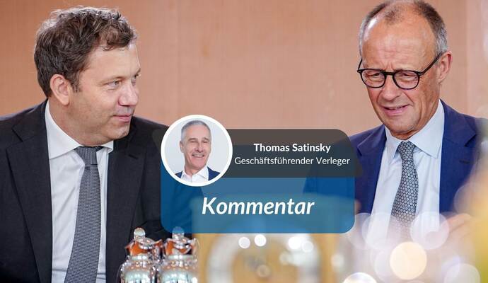 Nach Ansicht des Geschäftsführenden PZ-Verlegers Thomas Satinsky tragen Lars Klingbeil (links, SPD) und Friedrich Merz (rechts, CDU) mit Schuld am Erstarken des Rechtspopulismus.