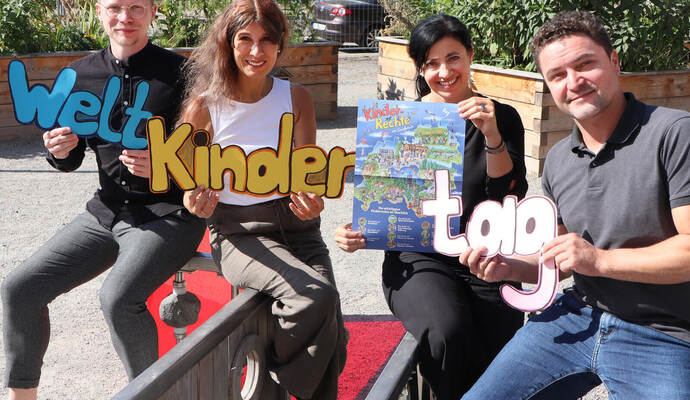 Setzen sich für Kinder und ihre Rechte ein (von links): Paul Renner, stellvertretender Jugendamtsleiter, Sozialdezernentin Katja Kreeb, Jugendhilfeplanerin Alice Zahorneanuund Jugendamtsleiter Christopher-Tom Reimann. Enzkreis/Patrizia Joos