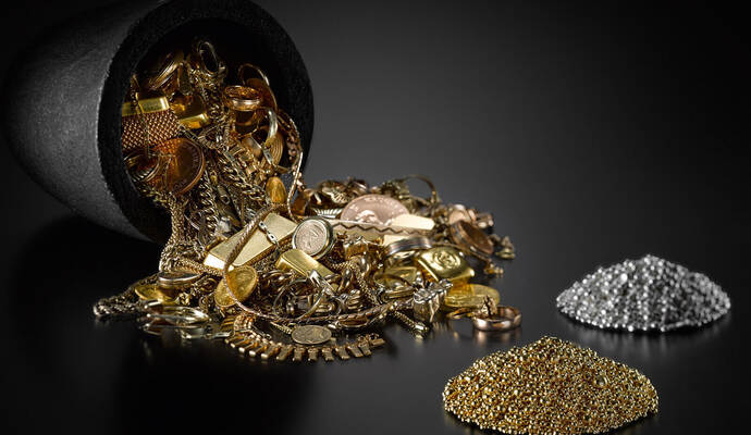 Nachhaltig wertvoll: Aus Altschmuck entsteht durch Edelmetallrecycling die Basis für neue, ressourcenschonend gefertigte Schmuck Nachhaltig wertvoll: Aus Altschmuck entsteht durch Edelmetallrecycling die Basis für neue,ressourcenschonend gefertigte Schmuckstücke. Heimerle + Meule
