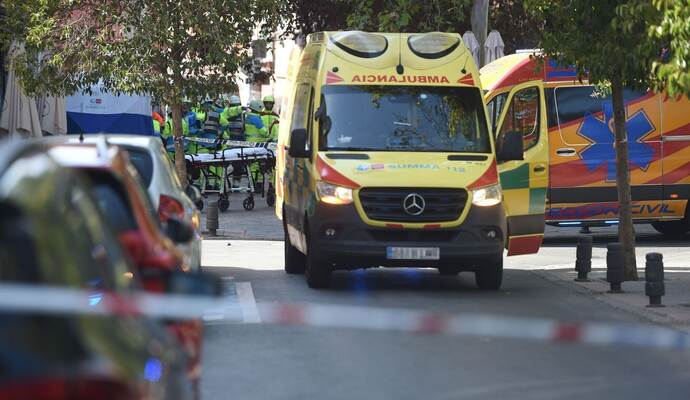 Verletzte bei Explosion in Gebäude in Madrid. Verletzte bei Explosion in Gebäude in Madrid.