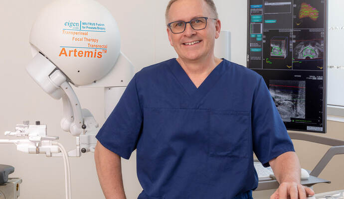 „Mit der Artemis-Fusionsbiopsie steigern wir die diagnostische Treffsicherheit beim Auffinden von Prostatakrebs erheblich“, sagt Prof. Dr. Sven Lahme.