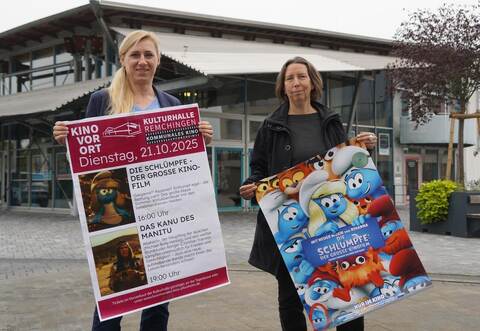 Kulturhallen-Chefin Jeannine Pfrommer (links) und KoKi-Geschäftsführerin Christine Müh freuen sich auf den Start des Kinos in der Remchinger Kulturhalle.