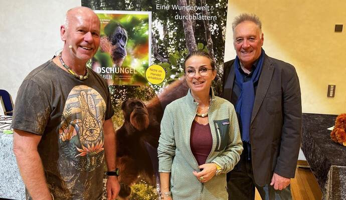 Filmemacher Dieter Schonlau und Sandra Hanke kamen auf Einladung von Gastgeber Wolfgang M. Trautz nach Pforzheim (von links).