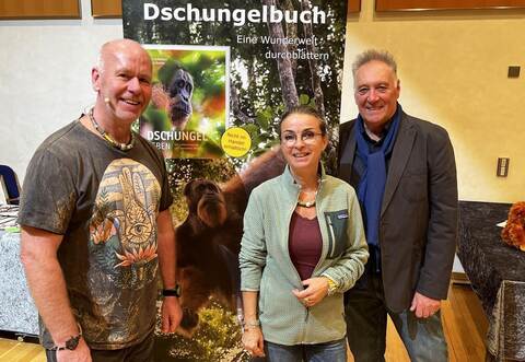 Filmemacher Dieter Schonlau und Sandra Hanke kamen auf Einladung von Gastgeber Wolfgang M. Trautz nach Pforzheim (von links).