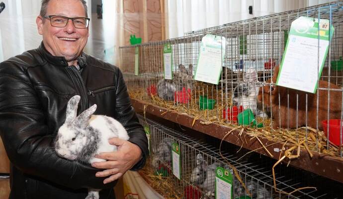 Auch Kreisvorsitzender Jörg Hess stellt in Eutingen einige seiner Tiere aus und holt mehrere Kreismeister-Titel.