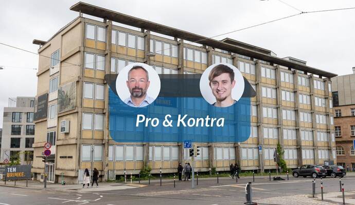 Zwei Redakteure sind unterschiedlicher Meinung, wenn es um das alte Technische Rathaus in Pforzheim geht.