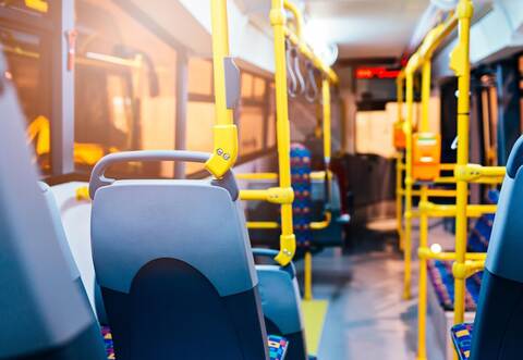 Modern city bus interior and seats
