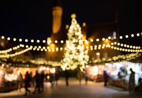 christmas market at tallinn old town hall square