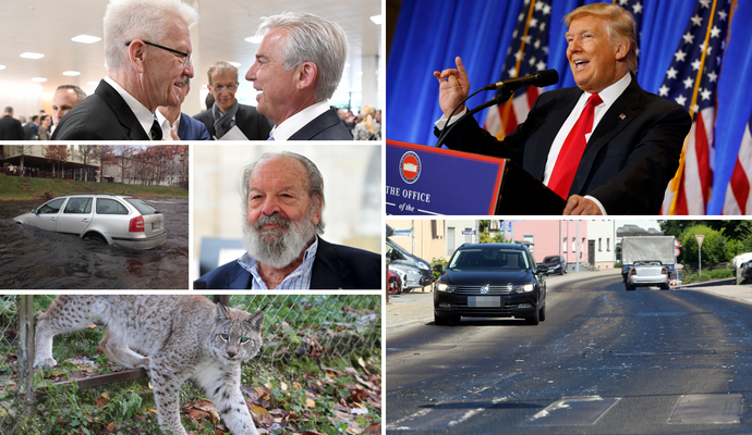 Die Grünen gewinnen die Landtagswahl, Trump landet auf dem Chefsessel im Weißen Haus. Ein Auto fällt in die Enz, Bud Spencer stirbt. Ein neuer Luchs erobert, wenn auch nur kurz, den Pforzheimer Wildpark. Und in Straubenhardt schmilzt die Ortsdurchfahrt in der Sommerhitze. 2016 ist Einiges losgewesen.