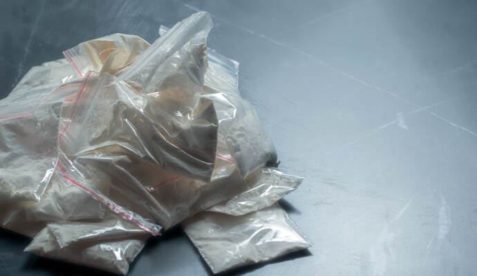 drug trade: many packaged doses of cannabis cocaine and heroin