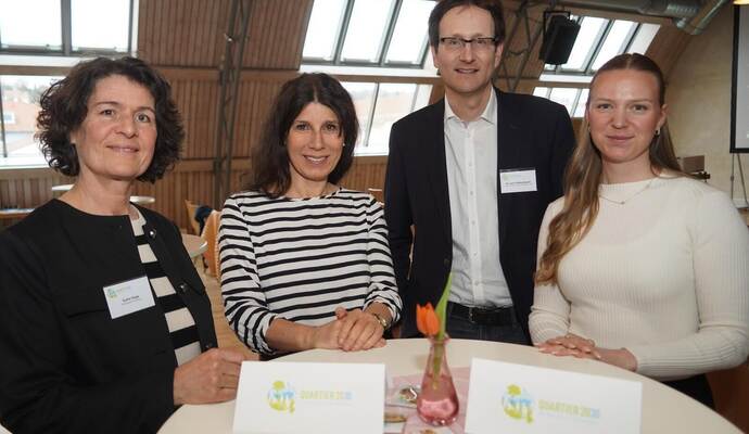 Sylke Kopp von der strategischen Sozialplanung, Dezernentin Katja Kreeb, Lucy Herb von der strategischen Sozialplanung und Jens Ridderbusch vom statistischen Landesamt (von links) freuen sich über eine gelungene Regionalkonferenz.