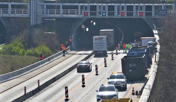 Engelbergtunnel Richtung Karlsruhe einspurig befahrbar