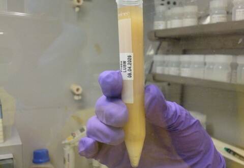 Substanz aus dem Behälter mit der Aufschrift "Polonium 210"