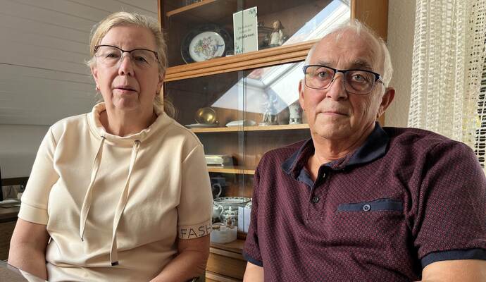 Lebensgefährtin Ulrike Fuchs und der im vergangenen Jahr bei einem Angriff vor einem Jahr lebensgefährlich verletzte Bernd Vollmer.