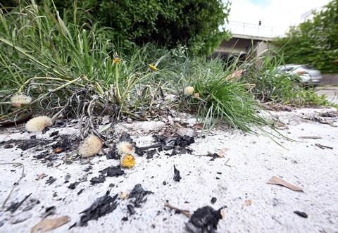 Brandspuren in Karlsruhe-Durlach