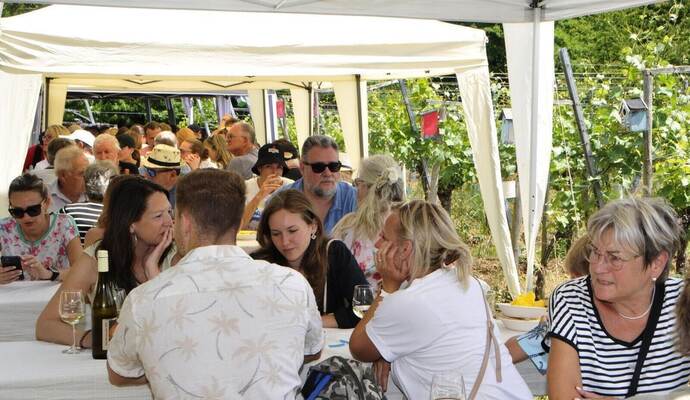 Das macht den Reiz des Weinblütenfests in den Ellmendinger Reblagen seit Jahrenaus: Man kann Speis und Trank mitten in der Natur genießen und dabei Eindrücke sammeln, wie sich der nächste Weinjahrgang entwickelt.
