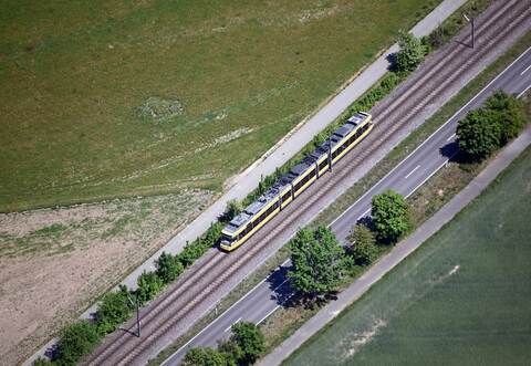 Luftbild Straßenbahn