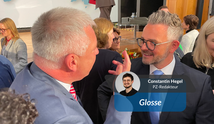 Oberbürgermeister Peter Boch (rechts) im Gespräch mit dem Polen-Beauftragten der Bundesregierung, Knut Abraham.
