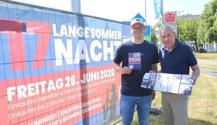 Auf vielfältige Begegnungen bei der Sommernacht in Wilferdingen freuen sich Cedrik Güldenstein (links) und Volker Tornow vom Organisationsteam.