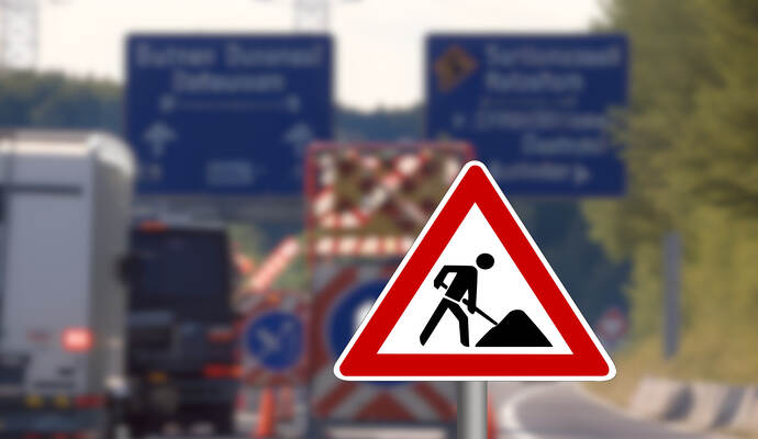 Die A8 bei Karlsbad wird saniert.