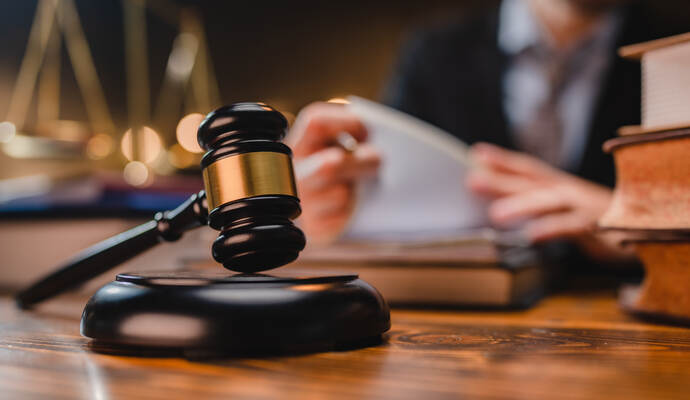 law and authority lawyer concept, judgment gavel hammer in court courtroom for crime judgement legislation and judicial decision