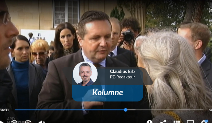 Eine Schau: Peter Bochs Profil (links) neben Stefan Mappus in der aktuellen ARD-Doku zu Stuttgart 21 .