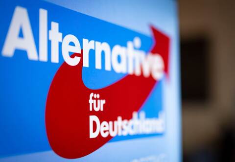 Aufsteller mit dem Schriftzug «Alternative für Deutschland»
