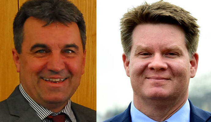 Amtsinhaber Volker Winkel (links) und Herausforderer Thomas Zeilmeier. Amtsinhaber Volker Winkel (links) und Herausforderer Thomas Zeilmeier.