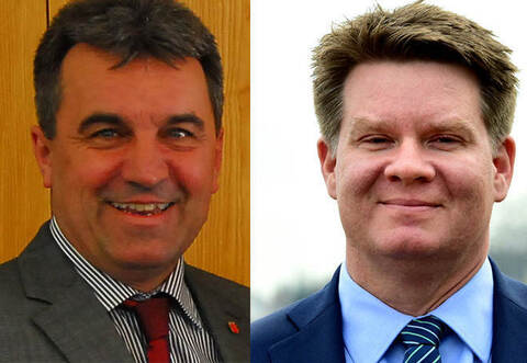 Amtsinhaber Volker Winkel (links) und Herausforderer Thomas Zeilmeier.