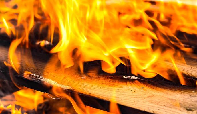 Mitten im Wald ist am frühen Montagmorgen ein Holzstapel in Flammen aufgegangen.