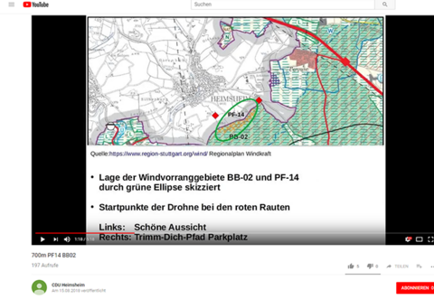 Windkraft-Gegner in Heimsheim lassen eine Drohne steigen und zeigen in einem Youtube-Video, wie die Technik das Leben in der Gemeinde prägen könnte.
