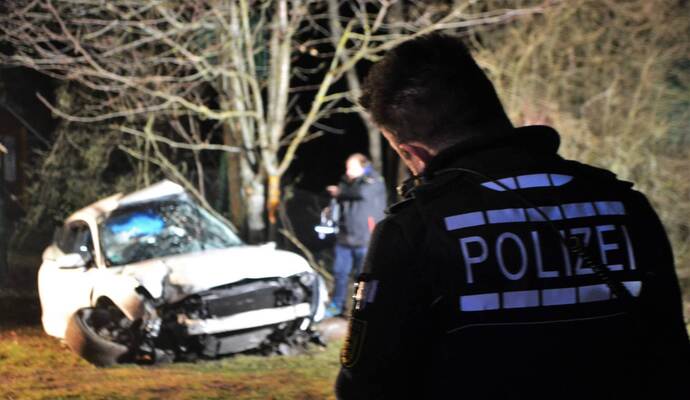 Der Fahrer und ein Mitfahrer sind bei dem Unfall im Wagen eingeklemmt worden.