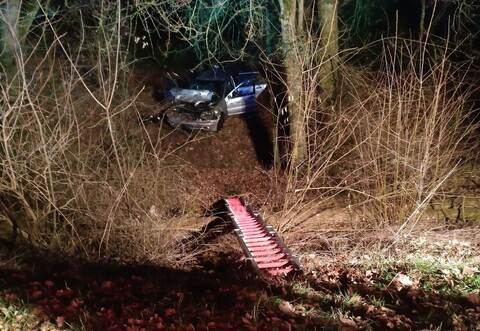 Mit Hilfe einer Steckleiter musste die Pinacher Feuerwehr einen schwer verletzten Mercedes-Fahrer bergen, der mit seinem Auto eine Böschung hinabgefahren war.