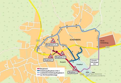 Das sind die innerörtlichen Umleitungen währens der Baumaßnahmen.