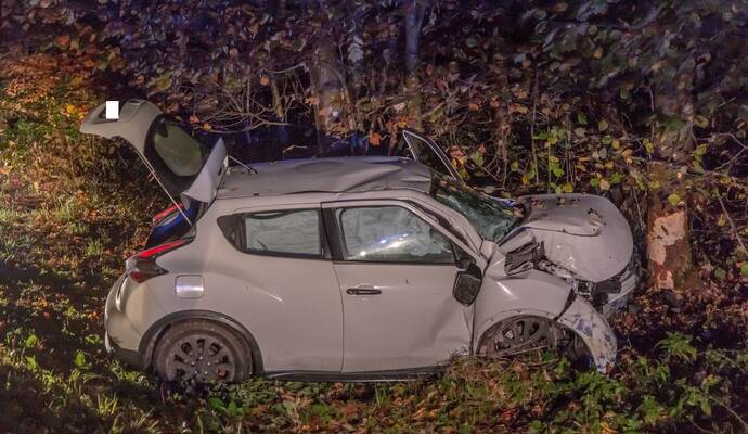 Der Wagen kam von der Fahrbahn ab und prallte gegen einen Baum.