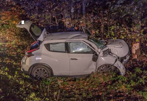 Der Wagen kam von der Fahrbahn ab und prallte gegen einen Baum.