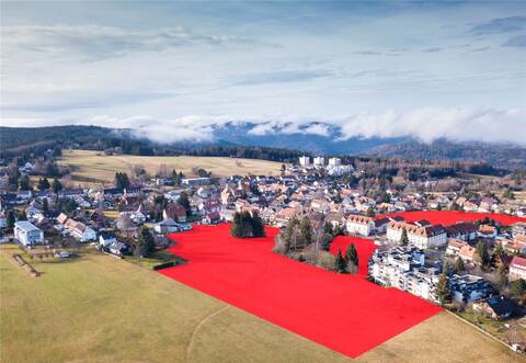 Auf dem ehemaligen Funke-Areal (rote Fläche vorne) sowie am „Burkhardtsfeld“ könnte neuer Wohnraum entstehen. Foto: Moritz