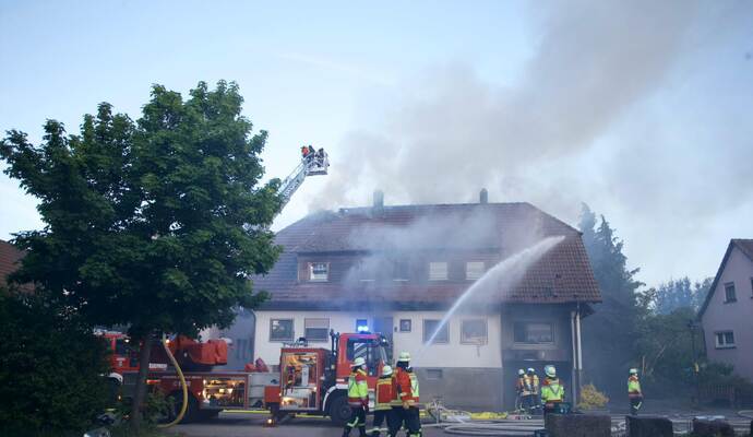 Rund 45 Feuerwehrleute aus der Region gaben alles, um die Ausbreitung der Flammen zu verhindern.