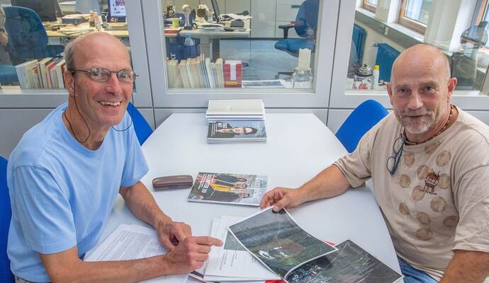 Michael Hahn und Rainer Pfrommer aus Engelsbrand wollen weiter gegen den geplanten Super- und Drogeriemarkt kämpfen. Archivfoto: Meyer