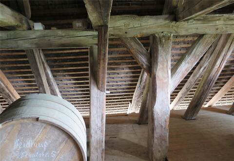 Die alte Kelter in Dietlingen: ein Blick unters Dach.