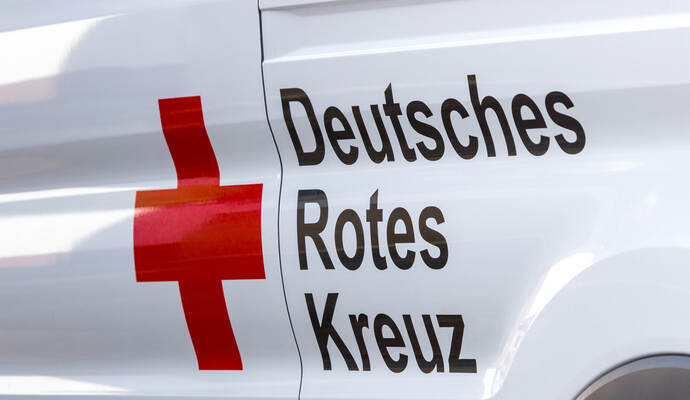 siegen, nrw/germany - 10 08 19: drk sign in siegen germany