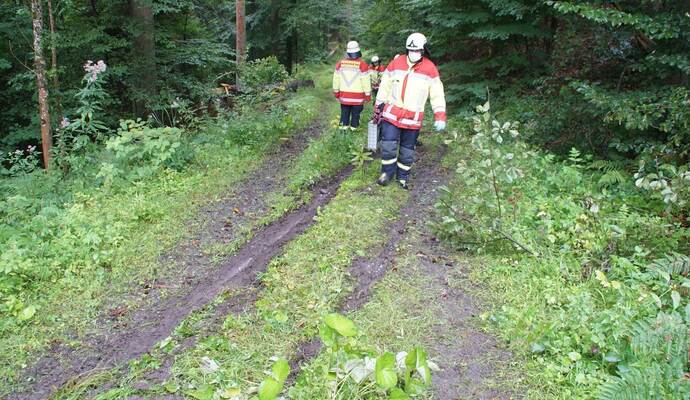 Neuenbuerg: Pkw kommt auf der Landesstrasse von der Fahrbahn ueberschlaegt sich und landet auf dem Dach - Feuerwehr im Einsatz