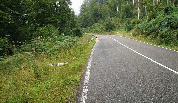 Neuenbuerg: Pkw kommt auf der Landesstrasse von der Fahrbahn ueberschlaegt sich und landet auf dem Dach - Feuerwehr im Einsatz