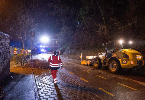 Nachdem ein Baum in Niefern umgeflogen war, begannen die Einsatzkräfte schnell mit den Beseitigungsarbeiten.