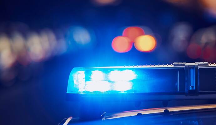 Siren light on roof of police car